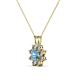 2 - Ianthe Blue Topaz and Diamond Floral Halo Pendant 
