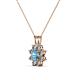 2 - Ianthe Blue Topaz and Diamond Floral Halo Pendant 
