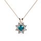 1 - Ianthe London Blue Topaz and Diamond Floral Halo Pendant 