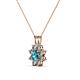 2 - Ianthe London Blue Topaz and Diamond Floral Halo Pendant 