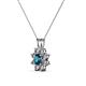 2 - Ianthe Blue and White Diamond Floral Halo Pendant 