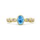 1 - Jiena Desire Oval Cut Blue Topaz and Round Lab Grown Diamond Engagement Ring 