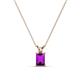 1 - Jassiel 6x4 mm Emerald Cut Amethyst Double Bail Solitaire Pendant Necklace 