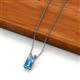 2 - Jassiel 6x4 mm Emerald Cut Blue Topaz Double Bail Solitaire Pendant Necklace 