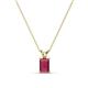1 - Jassiel 6x4 mm Emerald Cut Rhodolite Garnet Double Bail Solitaire Pendant Necklace 