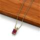 2 - Jassiel 6x4 mm Emerald Cut Rhodolite Garnet Double Bail Solitaire Pendant Necklace 
