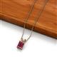 2 - Jassiel 6x4 mm Emerald Cut Rhodolite Garnet Double Bail Solitaire Pendant Necklace 