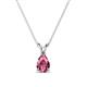 1 - Jassiel 7x5 mm Pear Cut Pink Tourmaline Double Bail Solitaire Pendant Necklace 