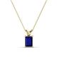 1 - Jassiel 7x5 mm Emerald Cut Blue Sapphire Double Bail Solitaire Pendant Necklace 
