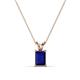 1 - Jassiel 7x5 mm Emerald Cut Blue Sapphire Double Bail Solitaire Pendant Necklace 