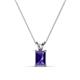 1 - Jassiel 7x5 mm Emerald Cut Iolite Double Bail Solitaire Pendant Necklace 