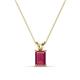 1 - Jassiel 7x5 mm Emerald Cut Rhodolite Garnet Double Bail Solitaire Pendant Necklace 