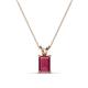 1 - Jassiel 7x5 mm Emerald Cut Rhodolite Garnet Double Bail Solitaire Pendant Necklace 