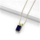 2 - Jassiel 7x5 mm Emerald Cut Blue Sapphire Double Bail Solitaire Pendant Necklace 