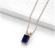 2 - Jassiel 7x5 mm Emerald Cut Blue Sapphire Double Bail Solitaire Pendant Necklace 