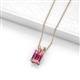 2 - Jassiel 7x5 mm Emerald Cut Pink Tourmaline Double Bail Solitaire Pendant Necklace 