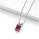 2 - Jassiel 7x5 mm Emerald Cut Rhodolite Garnet Double Bail Solitaire Pendant Necklace 