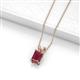 2 - Jassiel 7x5 mm Emerald Cut Rhodolite Garnet Double Bail Solitaire Pendant Necklace 