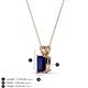 3 - Jassiel 7x5 mm Emerald Cut Blue Sapphire Double Bail Solitaire Pendant Necklace 