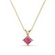 1 - Jassiel 5.00 mm Princess Cut Pink Tourmaline Double Bail Solitaire Pendant Necklace 