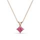 1 - Jassiel 5.00 mm Princess Cut Pink Tourmaline Double Bail Solitaire Pendant Necklace 