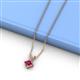 2 - Jassiel 5.00 mm Princess Cut Pink Tourmaline Double Bail Solitaire Pendant Necklace 