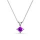 1 - Jassiel 5.00 mm Princess Cut Amethyst Double Bail Solitaire Pendant Necklace 