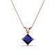 1 - Jassiel 6.00 mm Princess Cut Chatham Created Blue Sapphire Double Bail Solitaire Pendant Necklace 