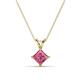 1 - Jassiel 6.00 mm Princess Cut Pink Tourmaline Double Bail Solitaire Pendant Necklace 