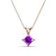 1 - Jassiel 6.00 mm Princess Cut Amethyst Double Bail Solitaire Pendant Necklace 