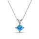 1 - Jassiel 6.00 mm Princess Cut Blue Topaz Double Bail Solitaire Pendant Necklace 