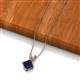 2 - Jassiel 6.00 mm Princess Cut Chatham Created Blue Sapphire Double Bail Solitaire Pendant Necklace 
