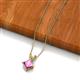 2 - Jassiel 6.00 mm Princess Cut Chatham Created Pink Sapphire Double Bail Solitaire Pendant Necklace 