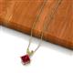 2 - Jassiel 6.00 mm Princess Cut Chatham Created Ruby Double Bail Solitaire Pendant Necklace 