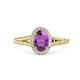 1 - Deborah Desire Oval Cut Amethyst and Round Lab Grown Diamond Twist Rope Split Shank Halo Engagement Ring 