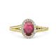 1 - Deborah Desire Oval Cut Rhodolite Garnet and Round Lab Grown Diamond Twist Rope Split Shank Halo Engagement Ring 