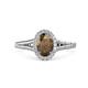 1 - Deborah Desire Oval Cut Smoky Quartz and Round Lab Grown Diamond Twist Rope Split Shank Halo Engagement Ring 