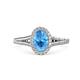 1 - Deborah Desire Oval Cut Blue Topaz and Round Lab Grown Diamond Twist Rope Split Shank Halo Engagement Ring 