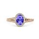 1 - Deborah Desire Oval Cut Tanzanite and Round Lab Grown Diamond Twist Rope Split Shank Halo Engagement Ring 