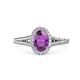 1 - Deborah Desire Oval Cut Amethyst and Round Lab Grown Diamond Twist Rope Split Shank Halo Engagement Ring 