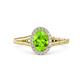 1 - Deborah Desire Oval Cut Peridot and Round Lab Grown Diamond Twist Rope Split Shank Halo Engagement Ring 