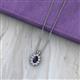 2 - Hazel 6x4 mm Oval Cut Blue Sapphire and Round Diamond Double Bail Halo Pendant Necklace 