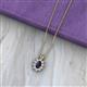 2 - Hazel 6x4 mm Oval Cut Blue Sapphire and Round Diamond Double Bail Halo Pendant Necklace 