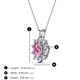 3 - Hazel 6x4 mm Oval Cut Pink Sapphire and Round Diamond Double Bail Halo Pendant Necklace 
