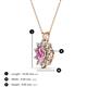 3 - Hazel 6x4 mm Oval Cut Pink Sapphire and Round Diamond Double Bail Halo Pendant Necklace 