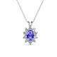 1 - Hazel 6x4 mm Oval Cut Tanzanite and Round Diamond Double Bail Halo Pendant Necklace 