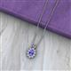 2 - Hazel 6x4 mm Oval Cut Tanzanite and Round Diamond Double Bail Halo Pendant Necklace 