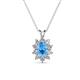 1 - Hazel 6x4 mm Oval Cut Blue Topaz and Round Diamond Double Bail Halo Pendant Necklace 