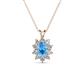 1 - Hazel 6x4 mm Oval Cut Blue Topaz and Round Diamond Double Bail Halo Pendant Necklace 