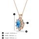 3 - Hazel 6x4 mm Oval Cut Blue Topaz and Round Diamond Double Bail Halo Pendant Necklace 